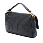 Large Zucca Embossed Leather Baguette Satchel
